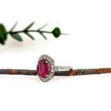 Nitya 14K White Gold 5.08cts Madagascar Ruby Diamond Ring | Oval 11x9mm