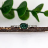 Previously Loved 14K White Gold Indicolite Tourmaline Ring | Cushion Shape 6x4mm