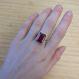Aadhira 14K Yellow Gold 11.53cts Madagascar Ruby Diamond Ring | Emerald Cut 14x11mm