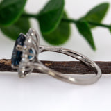 Tanu 14K White Gold 4.05cts London Blue Topaz Diamond Ring | Round 10mm