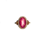 Angelic 14K Yellow Gold 5.87cts Star Ruby Diamond Wedding Ring | Oval - 12.5X8mm