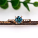 Manvi 14K Rose Gold Blue Diamond and White Diamond Ring | Round 6.45mm
