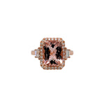 Stella 14K Rose Gold 3.7cts Peach Morganite Diamond Ring | Cushion 11x8mm