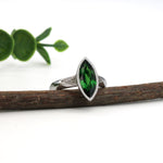 Saksha 14K White Gold 2.84cts Tsavorite Diamond Engagement Ring | Marquise 14X6.5mm