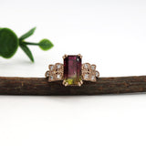 adny 14k rose gold 2.61cts bi-color tourmaline diamond ring | emerald cut 10.3x6.2mm