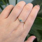 Ela 14K Yellow Gold Cambodian Blue Zircon Diamond Ring | Round 4mm