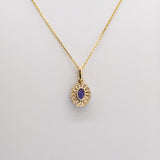 1.6cts 14k Solid Gold Tanzanite Pendant with Natural Diamonds Accents | Oval 9x7mm