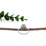 Spring Green 14K White Gold 0.94cts Rare Tsavorite Garnet Diamond Ring | Oval 7.9x5.8mm