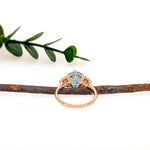 Zuri 14K Yellow Gold 2.1cts Swiss Blue Topaz Diamond Wedding Ring | Round 8mm