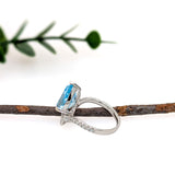 Anisha 14K White Gold 3.43cts Aquamarine Diamond Promise Ring  | Pear Shape 13x9mm