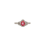 Samira 14K White Gold 0.575cts Padparadscha Sapphire Diamond Ring | Pear Shape 6x4.6mm
