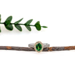 Lincy 14K Dual White Yellow Gold 0.96cts Rare Tsavorite Garnet Diamond Ring | Oval 7.2x5.4mm