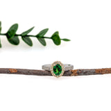 Lincy 14K Dual White Yellow Gold 0.96cts Rare Tsavorite Garnet Diamond Ring | Oval 7.2x5.4mm