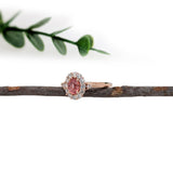 Henna 14K Rose Gold 1.19cts Padparadscha Sapphire Diamond Ring | Oval 6X4.5mm