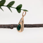 Danya 14K Yellow Gold 0.93cts Cabochon Emerald Diamond Pendant | Oval 7x5mm