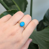Shivi 14K Yellow Gold Arizona Sleeping Beauty Turquoise Diamond Ring | Oval 10x8mm