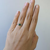 Dainty Green Tsavorite Ring w Natural Diamond Accents in Solid 14k Gold | RD 5mm