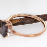 Emma 14K Rose Gold Madagascar Grey Spinel Diamond Ring | Cushion Shape 8x4.5mm