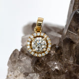 Samridhi 14K Yellow Gold Diamond Pendant | Round 4mm