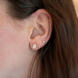 Oval 6x4mm 7x5mm 8x6mm 14K Gold Lab Diamond Solitaire Stud Earrings