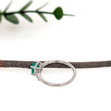 Nainika 14K White Gold 0.57cts Ethiopian Emerald Diamond Ring |  Asscher Cut 5mm