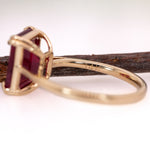 Raha 14K Yellow Gold 4.03cts Ruby Ring | Emerald Cut 9x7mm