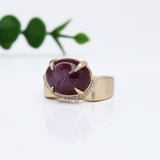 Bold Collection | 14K Yellow Gold 7.3cts Star Ruby Diamond Ring | Oval 10.5x9.6mm