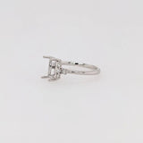 Asymmetrical Diamond Accented Ring Setting | Emerald Cut 6x4mm 7x5mm 8x6mm