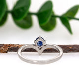 Niyati 14K White Gold Ceylon Blue Sapphire Diamond Ring | Round 4.5mm