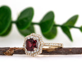 Gauri 14K Yellow and White Gold Rhodolite Garnet Diamond Ring