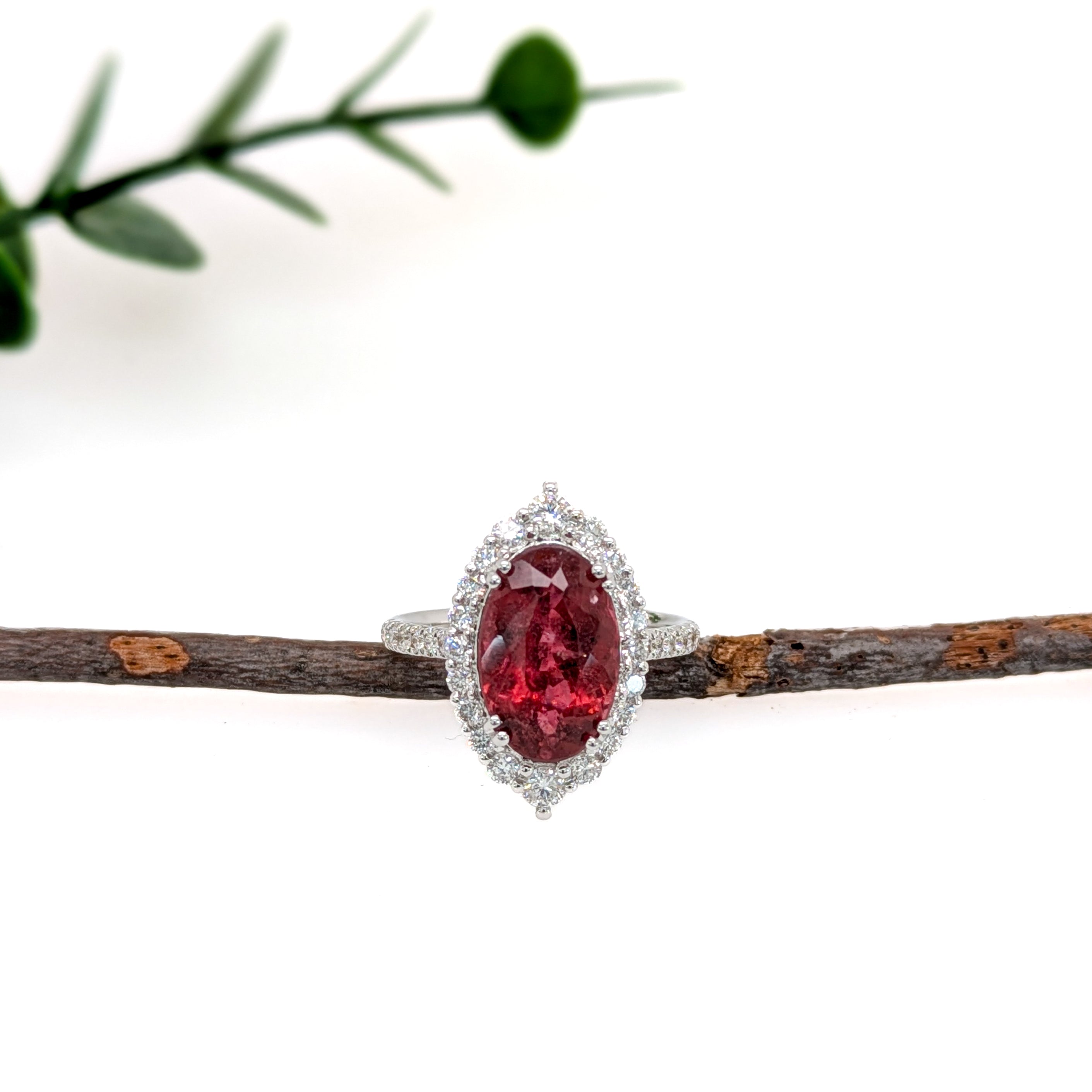 laya 14k white gold 4.52cts rubellite diamond ring | oval 13.3x8.6mm