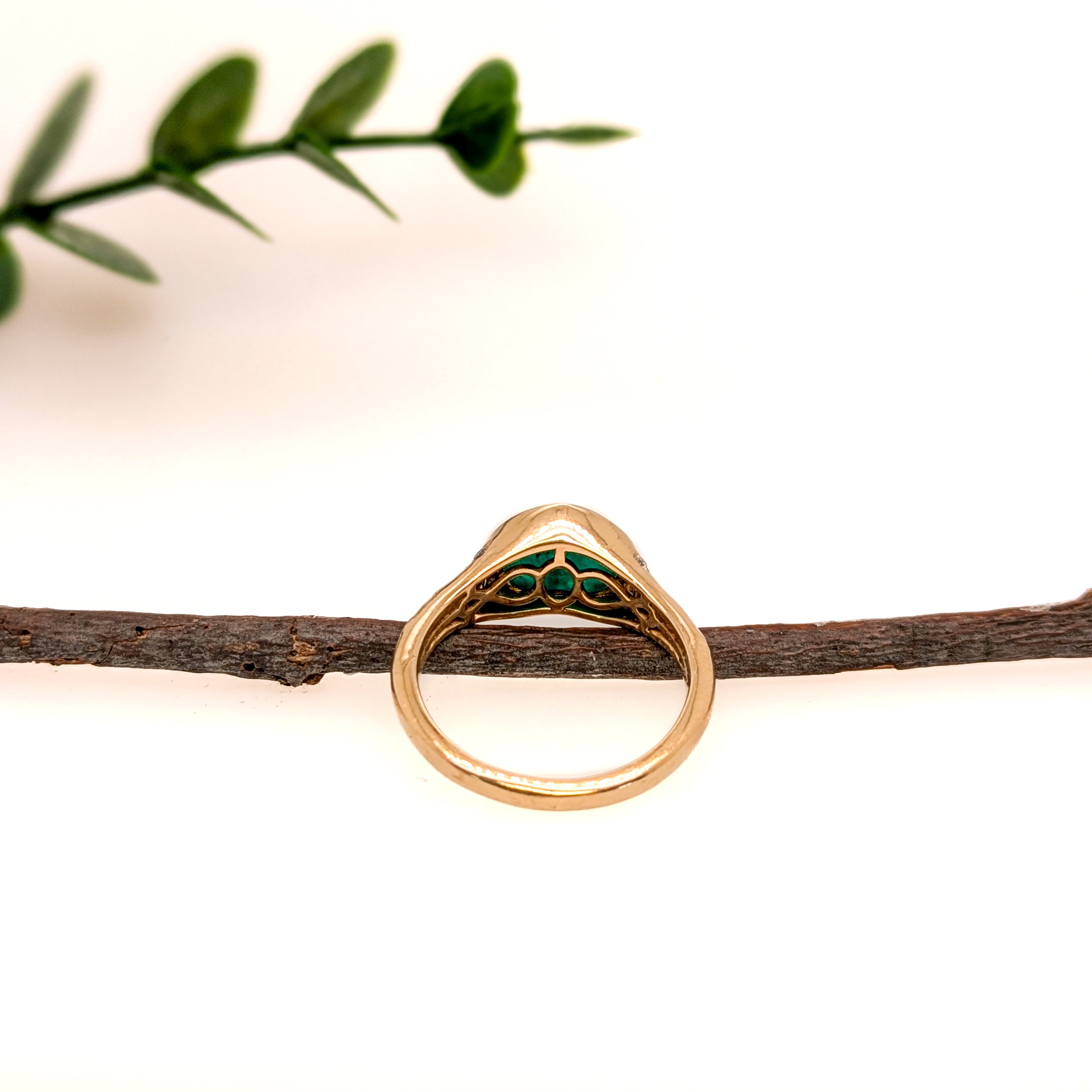 Yemi 14K Yellow Gold 2.32cts Emerald Diamond Promise Ring | Emerald - 9.4x7.3x5.3mm