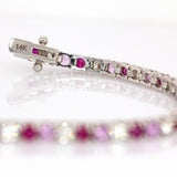 Bella 14K Solid Gold Ruby, Pink Sapphire & Diamond Tennis Bracelet | RD 2.6mm | Customizable
