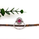 Nitya 14K White Gold 5.08cts Madagascar Ruby Diamond Ring | Oval 11x9mm