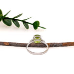 Naksha 14K White Gold 3.39ctsPeridot Diamond Ring | Oval 10x8mm