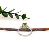 Naksha 14K White Gold 3.39ctsPeridot Diamond Ring | Oval 10x8mm