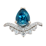 Anu 14K White Gold 3.78cts Blue Zircon Diamond Ring | Pear Shape 9x7mm
