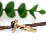 Advika 14K Yellow Gold Ceylon Sapphire Diamond Ring | Oval 8x6mm