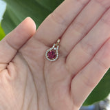 Riya 14K White Gold Rubellite Tourmaline Diamond Pendant | Round 6mm