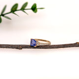 zanira 14k yellow gold 1.43cts tanzanite diamond ring | emerald cut 6mm