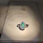 elysia 14k white gold 1.08cts boulder opal diamond ring | fancy shape 9x7mm