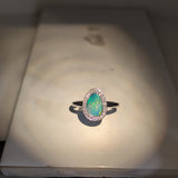 elysia 14k white gold 1.08cts boulder opal diamond ring | fancy shape 9x7mm
