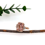 Stella 14K Rose Gold 3.7cts Peach Morganite Diamond Ring | Cushion 11x8mm
