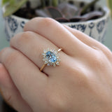 Yashi 14K Yellow Gold Aquamarine Diamond Ring | Oval Shape 7x5mm
