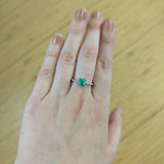 Nainika 14K White Gold 0.57cts Ethiopian Emerald Diamond Ring |  Asscher Cut 5mm