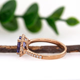 Meera 14K Rose Gold Tanzanite Diamond Ring | EM 7x5mm