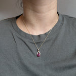 Rhyah 14K Yellow Gold 1.95cts Ruby Diamond Pendant | Oval 9x7mm