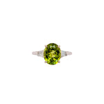 Naksha 14K White Gold 3.39ctsPeridot Diamond Ring | Oval 10x8mm