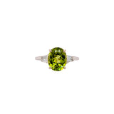 Naksha 14K White Gold 3.39ctsPeridot Diamond Ring | Oval 10x8mm