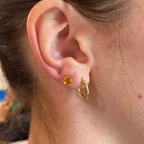 Four Prong Round Citrine Solitaire Stud Earrings | 3mm 4mm 5mm 6mm 7mm 8mm
